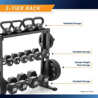 Marcy Combo Storage Rack for Dumbbells Kettlebells and Weight Plates