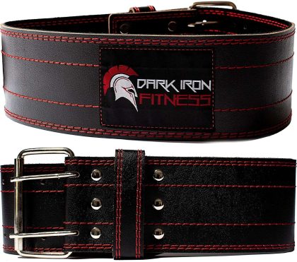 Dark Iron Fitness Genuine Leather Pro Weightlifting Belt for Men and Women