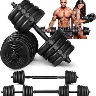 MOVTOTOP 2 in 1 Adjustable Dumbbells Set with Connecting Rod