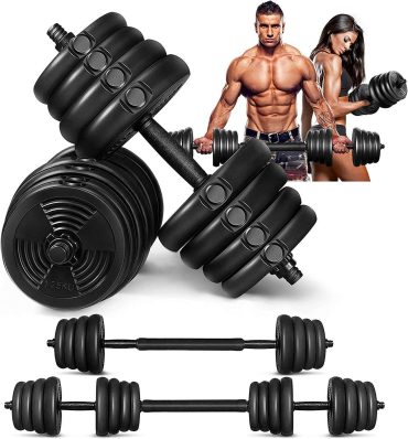 MOVTOTOP 2 in 1 Adjustable Dumbbells Set with Connecting Rod