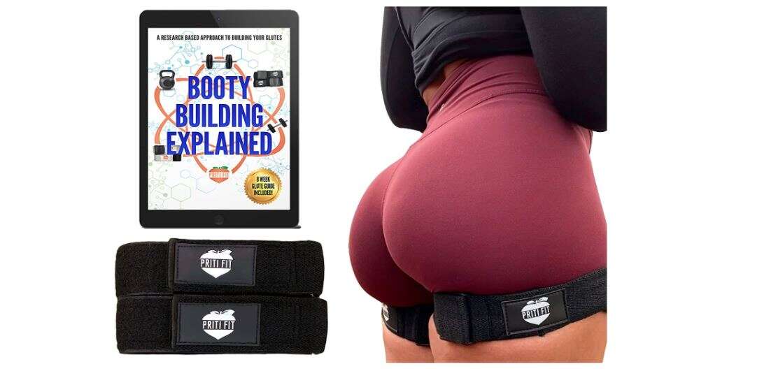PRITI FIT BFR Booty Bands for Women-Includes 8 Week Guide for Legs Blood Flow Restriction Occlusion Workouts,Best Fabric Resistance Loop,Tone&Lift Your Butt,Squat,Thigh,Fitness Glutes&Hip Building 